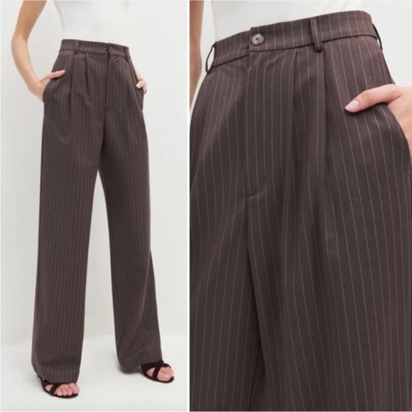 Reformation Pants - Reformation Mason Pants Brown Stripe 6